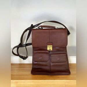 Casar Japanese Red Brown Vintage Leather Crossbody Bag Retro Metal Hardware